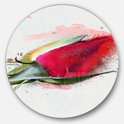 Amazoncom Designart Mt13781 C23 Red Rose Bud Watercolor