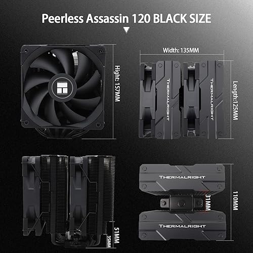 Dissipatore CPU Thermalright Peerless Assassin 120 Nero - 6 Tubi Di Calore, Doppia Ventola, Per AMD E Intel - Foto 4