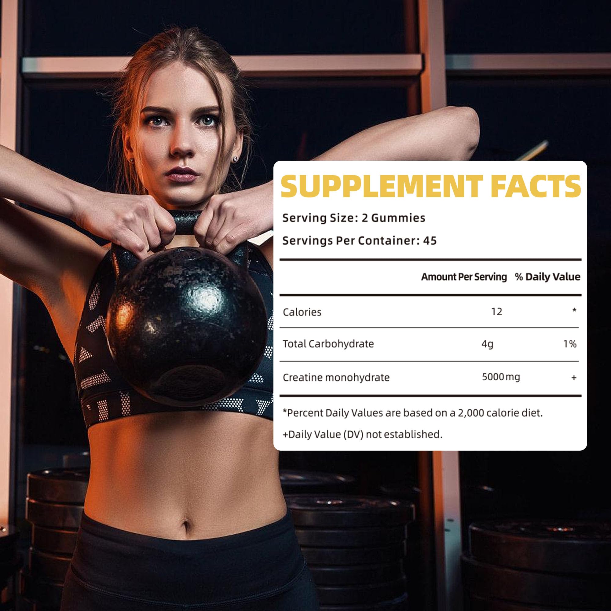 novomins Creatine Monohydrate Gummies for Men & Women, Chewables Creatine Monohydrate for Muscle Strength, Muscle Builder, Energy Boost, Pre-Workout Supplement(90 Count)-Pineapple Flavor.