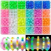 1016Pcs Glow in The Dark Round Beads, 6mm 8mm 10mm Luminous Round Bead Acrylic UV Color Changing Bracelet Beads Sun Sensitive Plastic Glow Bead Bulk for Jewelry Making Bracelets Necklace
