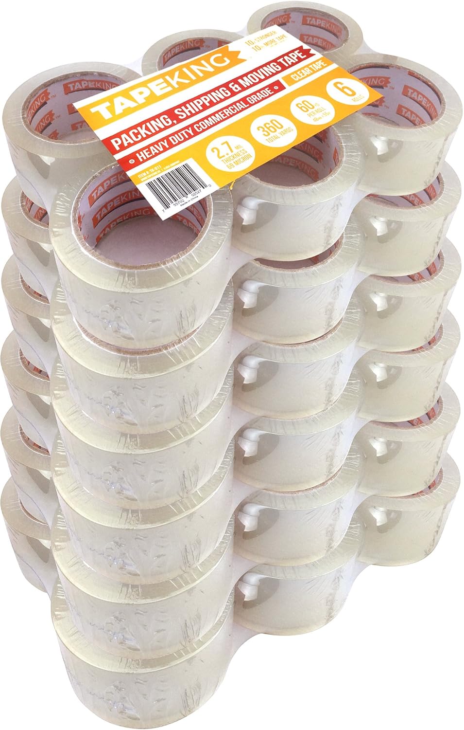 Tape King Clear Packing Tape - 60 Yards Per Roll (36 Rolls) - 1.88 Inch Wide Stronger & Thicker 2.7mil, Heavy Duty Adhesive Industrial Depot Tape for Moving Packaging Shipping, Office & Storage : Office Products
