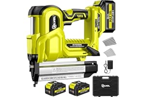 SILVEL 2" Cordless Brad Nailer, 2-in-1 21V Electric Brad Nailer with 2 * 2.0Ah Battery, 1000pcs Nails, 18GA Staples, Adjustable Depth for Woodworking, Home Improvement, Green