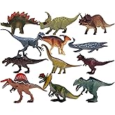 Gemini&Genius Dinosaurt Toy Set for Kids, Velociraptor, Dilophosaurus, Stegosaurus, Brachiosaurus, Spinosaurus, Mosasaurus - 12 Pcs Dinosaur Toys for Kids