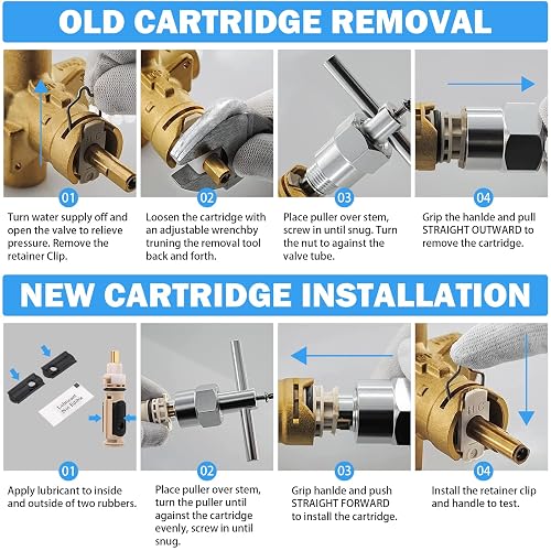 1222 Replacement Cartridge and 104421 Cartridge Puller Removal Tool & Clip Compatible with Moen Shower Cartridge Replacement One Hanlde Posi Temp Shower Faucet, Bathtub Shower Valve Parts Repair Kit 1222 Replacement Cartridge and 104421 Cartridge Puller Removal Tool & Clip Compatible with Moen Shower Cartridge Replacement One Hanlde Posi Temp Shower Faucet, Bathtub Shower Valve Parts Repair Kit
