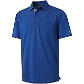 M MAELREG Mens Polo Shirts Short Sleeve Dry Fit Jacquard Performance Moisture Wicking Casual Pocket Golf Shirts for Men