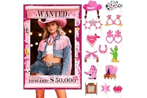 JeVenis Cowgirl Western Photo Booth Props Kit Party Decorations Selfie Frame Props for Western Theme Party Favors Supplies Ba