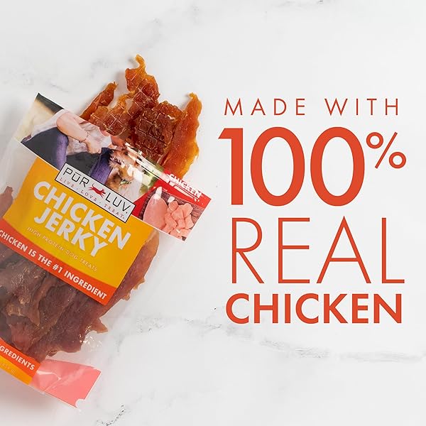 PUR LUV DOG TREATS, CHICKEN JERKY FOR DOGS, MADE WITH 100% REAL CHICKEN BREAST, 16 OUNCES, HEALTHY, EASILY DIGESTIBLE, LONG-LASTING, HIGH PROTEIN DOG TREAT, SATISFIES DOG’S URGE TO CHEW (PACK OF 1)