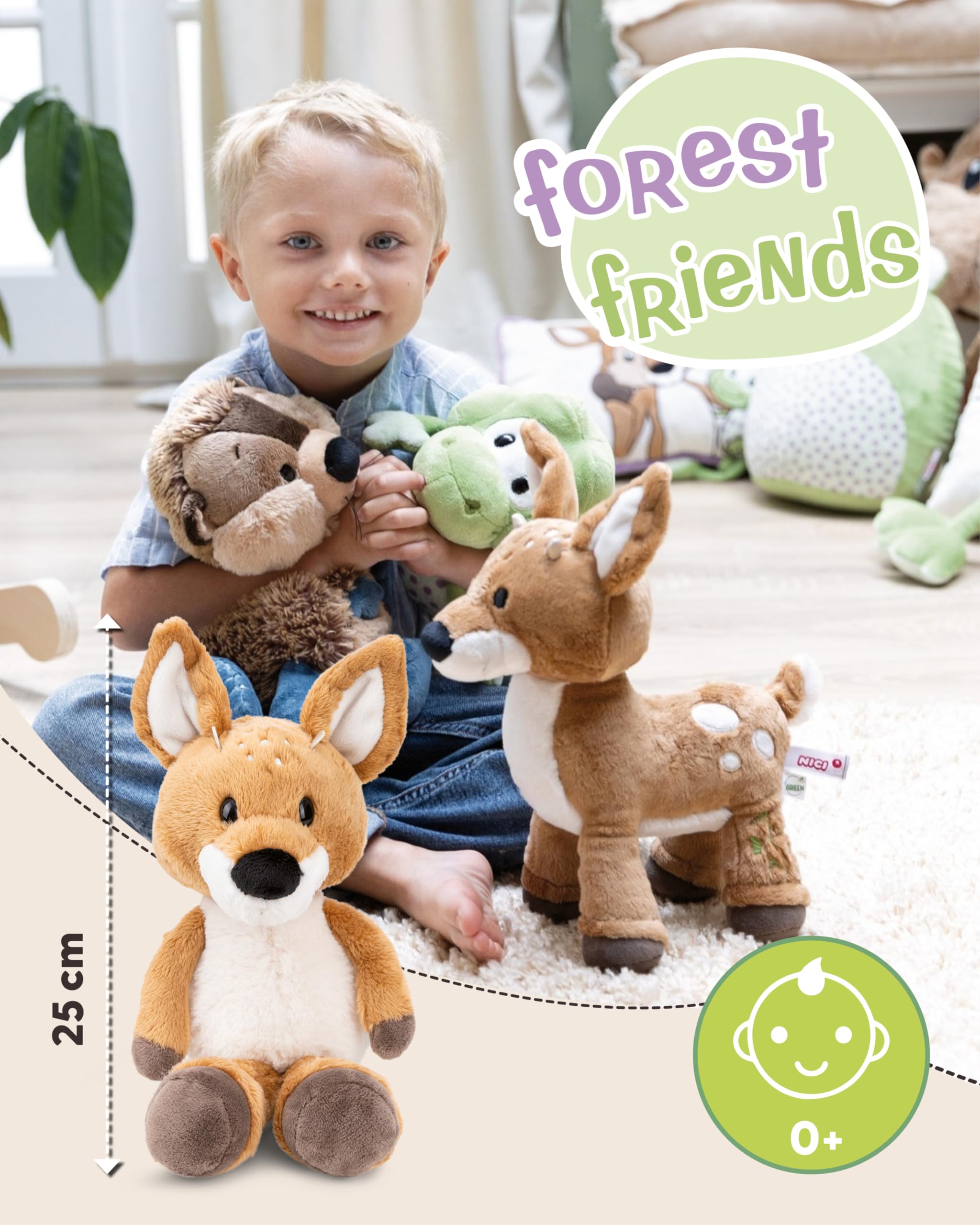 NICI Kuscheltier Rehbock René Roebuck 25cm - braun - Weiches Plüschtier – niedliches Stofftier zum Kuscheln & Spielen – tolle Geschenkidee für Kinder & Erwachsene - 62269 2