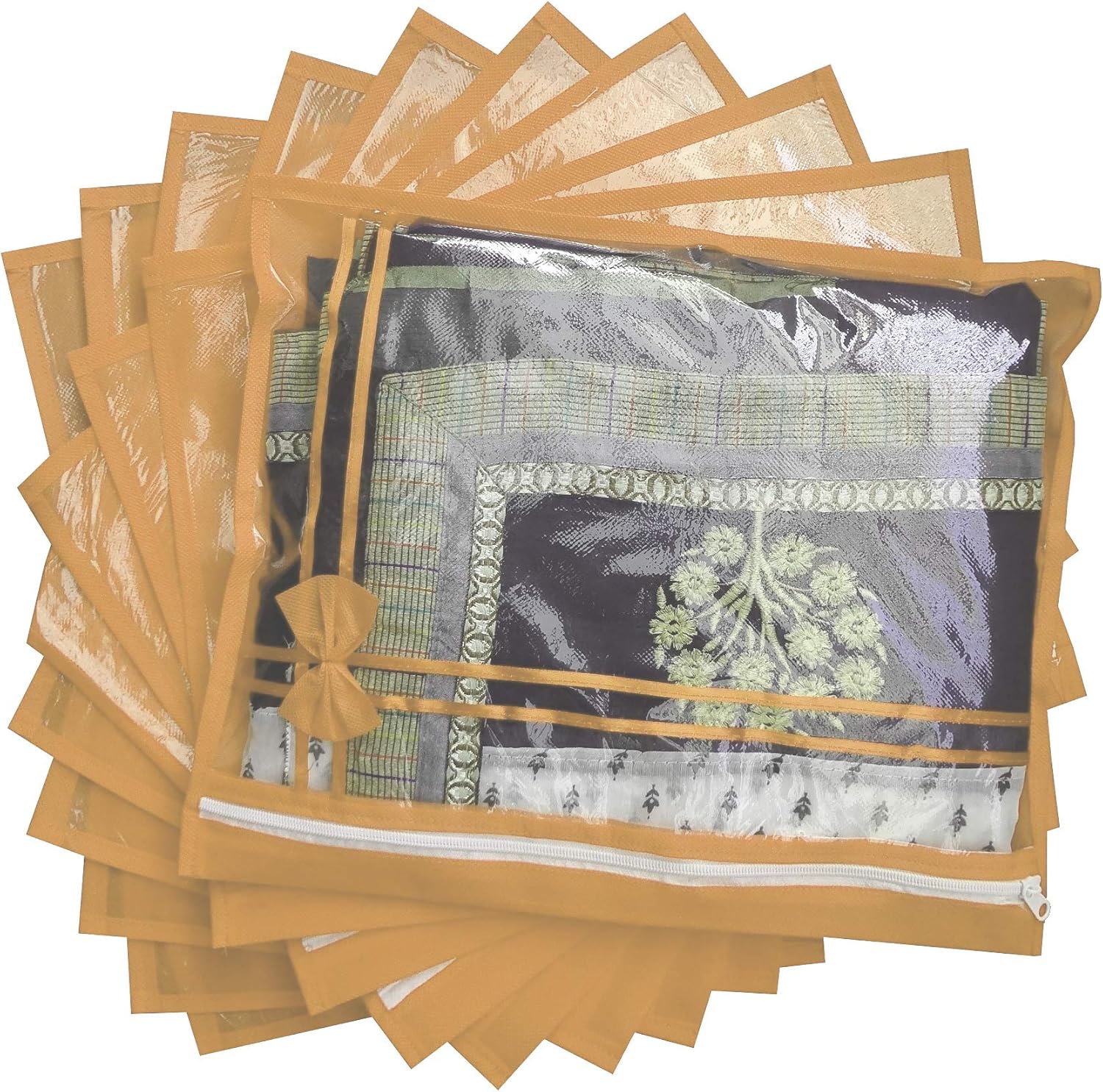 S4S® Set of 10 Non Woven Single Packing Saree Cover bag with Zip, Cloth