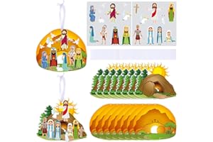 Civaner Make an Easter He Lives Sticker Scenes Religious Easter Craft Kit for Kids Resurrection Tree Ornaments Office Christian Jesus Stickers He is Risen Hanging DIY Art(16 Sets)
