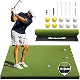 Bearwill Golf Mat 31mm, 5x4ft/5x5ft Golf Hitting Mats for Practice Outdoor Indoor, High-Elasticity Artificial Turf Mat for Garage Simulator Chipping Driving Training