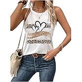 SOLY HUX Women's Summer Tank Tops Heart Leopard Print Sleeveless Halter Top