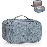 Relavel Cute Makeup Bag for Girls, Portable PU Leather Cosmetic Bag, Dual-layer Makeup Pouch with Brush Holder, Multi-Functional Preppy Toiletry Organizer for Travel, Daily Use - Flora Butterfly