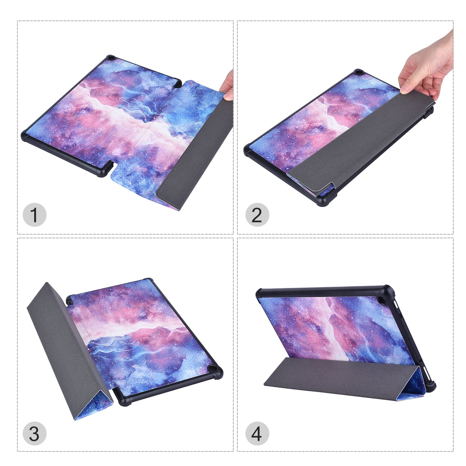 Dopup Fire 10 Case for All-New Fire HD 10 Tablet (7th Generation, 2017 Release),Protective Standing Cover with Auto Wake/Sleep Function (Blue Galaxy)