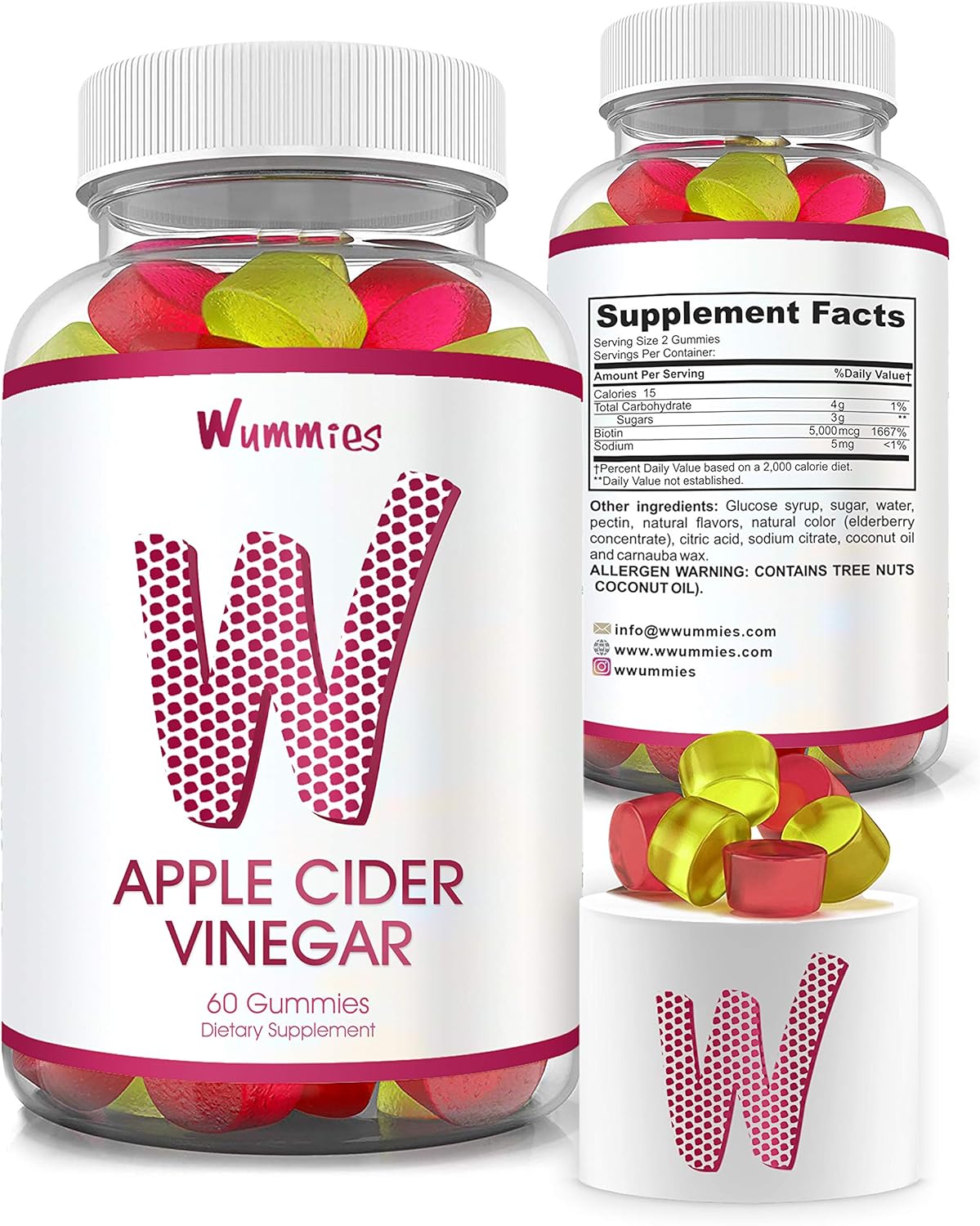 Wummies Apple Cider Vinegar Gummies Vitamins, Organic Gummy
