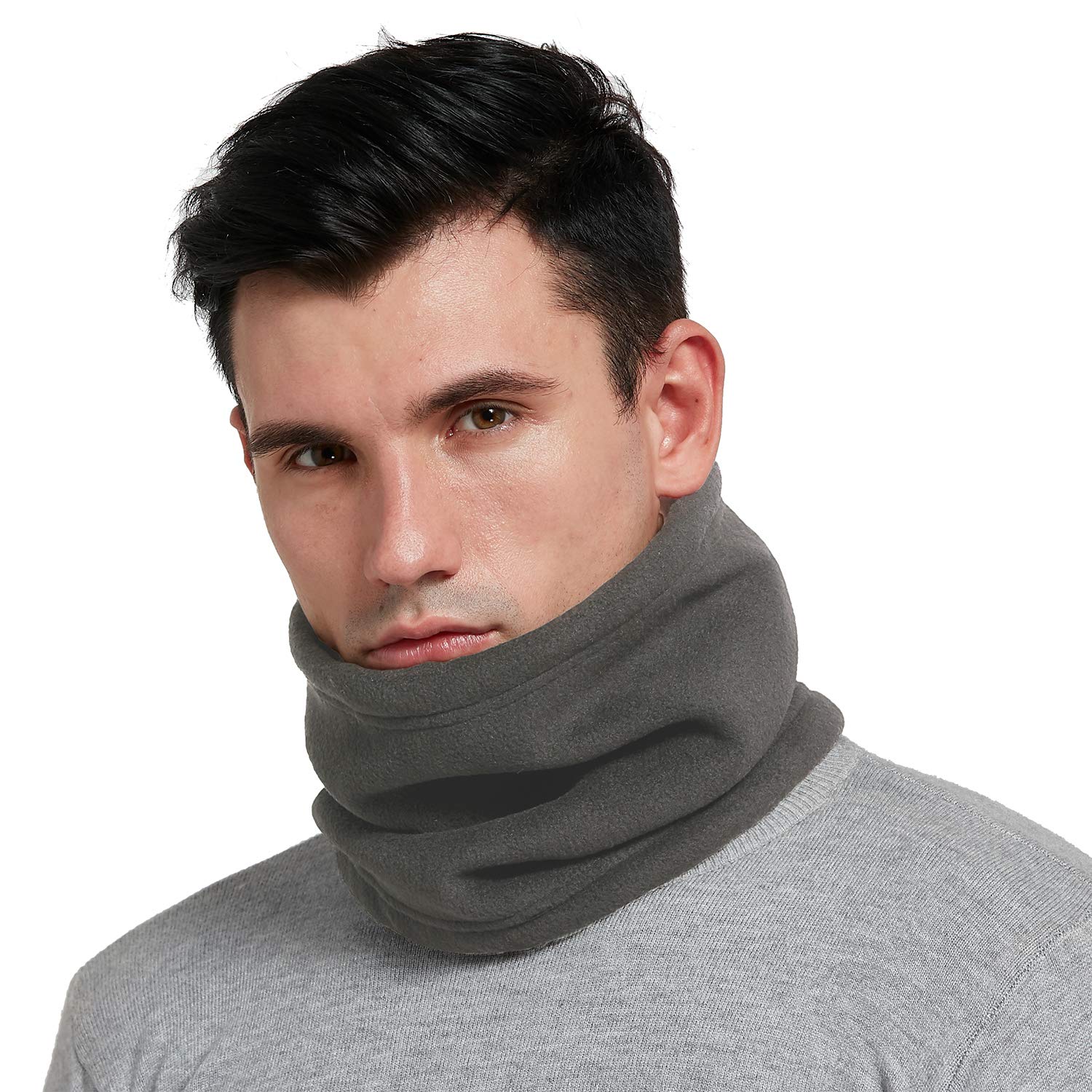 HGDGears Unisex Winter Outdoor Thermal Snood Fleece Ski Neck Warmer for Mens Womens(Grey)