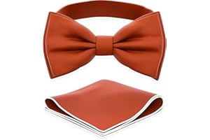 Adam Young Men's Bow Ties with Handkerchief Pre-Tied Style Formal Satin Classic Bowtie for Tuxedo Faux Silk