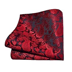 GUSLESON Red Tie for Wedding Mens Silk Paisley