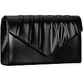 Venoline Women Evening Clutch Purse - Shimmering Metallic PU Leather Pleated Flap Envelope Handbag for Wedding Prom Party