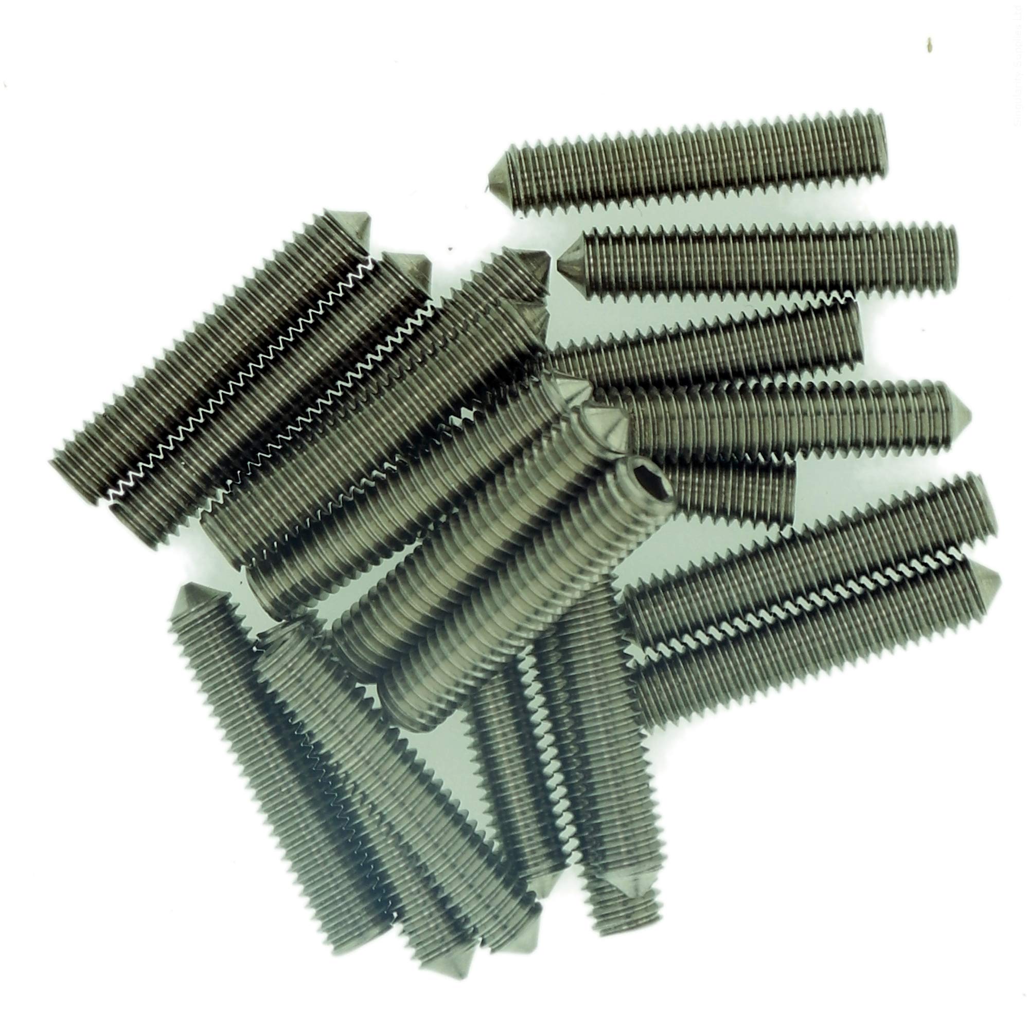 M3 (3mm x 14mm) Hex Socket Grub Screw (Cone Point) - Stainless Steel (A2) (Pack of 20)