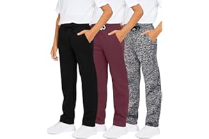 Real Essentials 3 Pack: Boys' Tech Fleece Open Bottom Sweatpants with Pockets (Size 6-24)