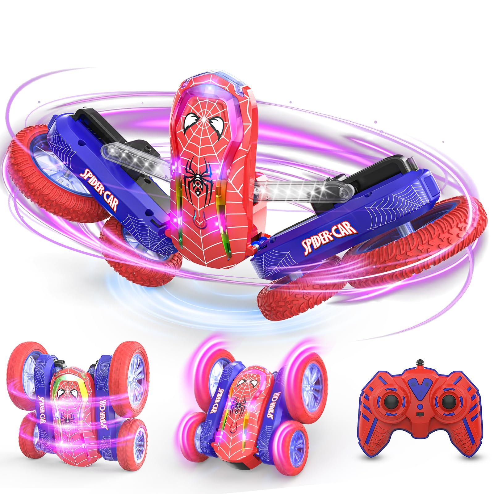 Spider Remote Control Car, RC Stunt Crawler Car with Light Show Monster Truck Toy for 6 7 8 9 10 Years Old Kids Boy Girl Children Game Cool Stuff Xmas/Christmas Birthday Gift Present Stocking Filler — image 1