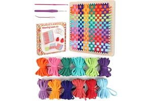 Coopay Weaving Loom Kit, Wooden Potholder Loom Kit with 192 Weaving Loops, Step-by-Step Instruction, Art and Crafts for Kids anf Adults, Ideal Gift