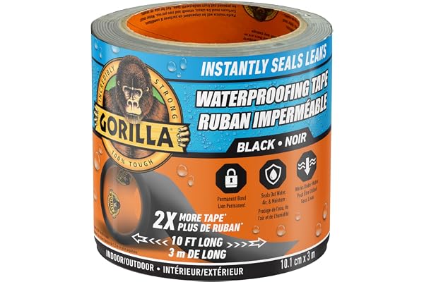 Gorilla Waterproof Patch & Seal Tape, Heavy-Duty, Instantly Seals, Works Underwater, Indoor/Outdoor, Flexible Permanent Bond,
