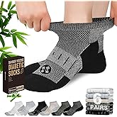 NOLUNT Diabetic Socks for Men,4 & 6 Pairs Low Cut Bamboo Viscose Wide Mens Diabetic Socks Size 9-11 10-13