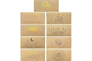 Auch 18 Pieces Eid Mubarak Money Envelopes, Cash Gift Card Holders Ramadan Pocket Envelope, Eid Design Greeting Card Holders 