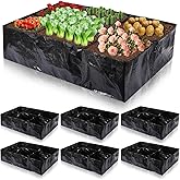6 Pcs 35 Gallon Fabric Raised Garden Bed Breathable Planting Container Grow Bag with 6 Compartments Rectangle Large Raised Planting Bed for Vegetable Tomato Herbs Potato Fruits Flower Planter Pot