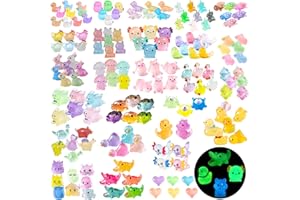BXYIIGRU 220 Pcs Luminous Mini Resin Animals Glow in Dark Tiny Animals Figurines to Hide Duck Lizard Dinosaur Dog Figurines for DIY Garden Miniatures Fairy Garden Accessories