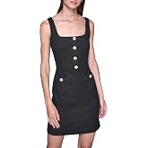 Karl Lagerfeld Women's Sleeveless Square Neck Tweed A-line Mini Dress