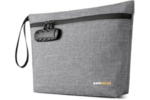 SafeDelux Smell Proof Bag, Odor Proof Bag with Combination Lock, Durable Smell Proof Container with Carbon Lining, Secure Odorless Travel Pouch for Home & On-the-Go (Grey)