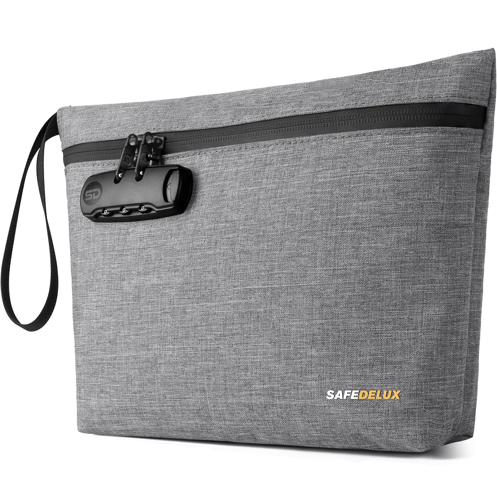 Photo 1 of SafeDelux Smell Proof Bag, Odor Proof Bag with Combination Lock, Durable Smell Proof Container with Carbon Lining, Secure Odorless Travel Pouch for Home & On-the-Go (Grey)