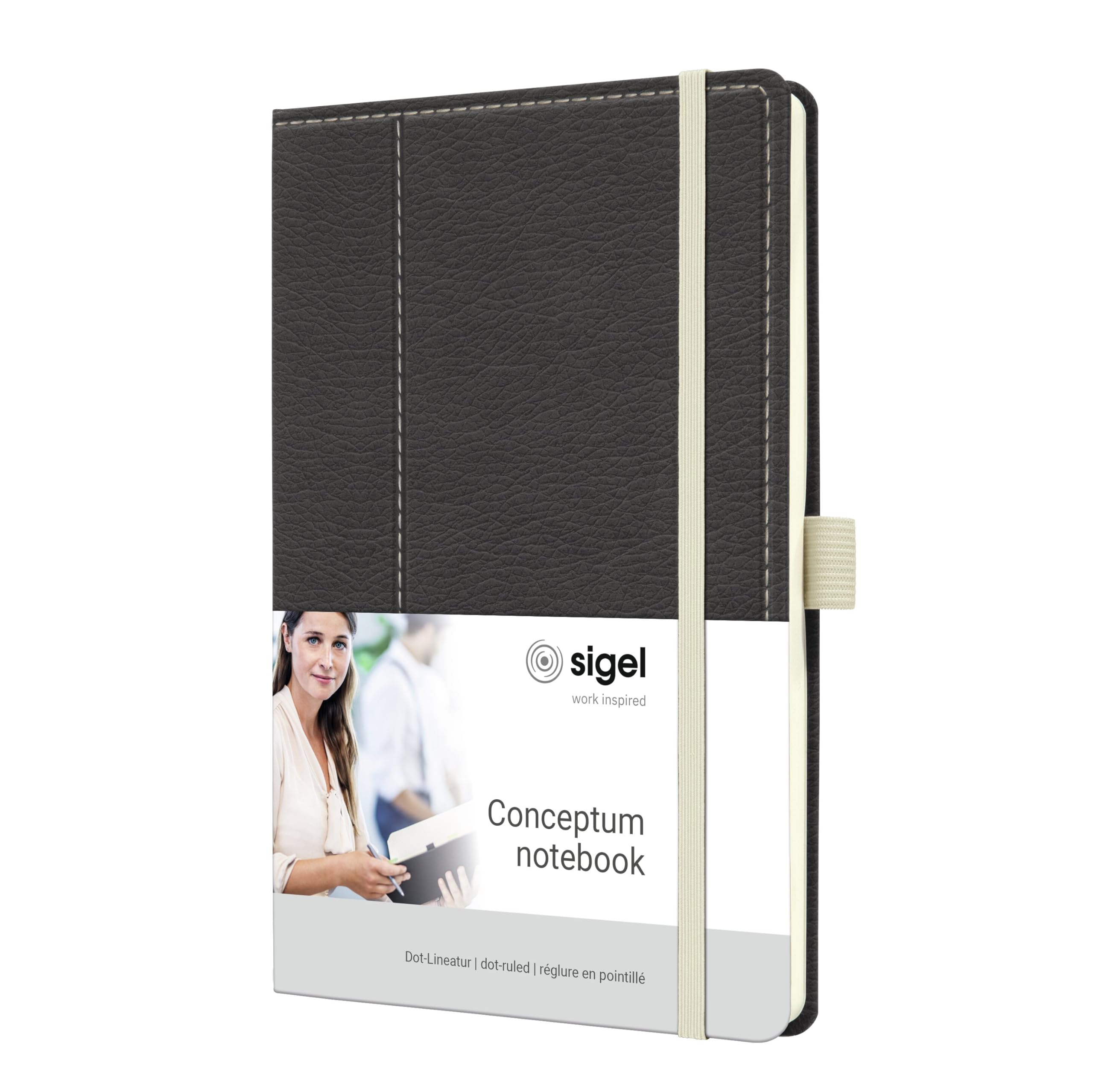 SIGEL CO697 Conceptum Notebook, design Casual, dotted (dot grid), approx. A5, Grey, White, hardcover, 194 pages
