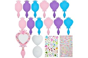 Liliful 12 Pack Princess Foam Mirror Kits Decorate Your Own Princess Mirrors Party Supplies Kids Unbreakable Toy Crafts for Girls Party Favors Birthday DIY Decorations (Pink, Purple, Blue,Cute)
