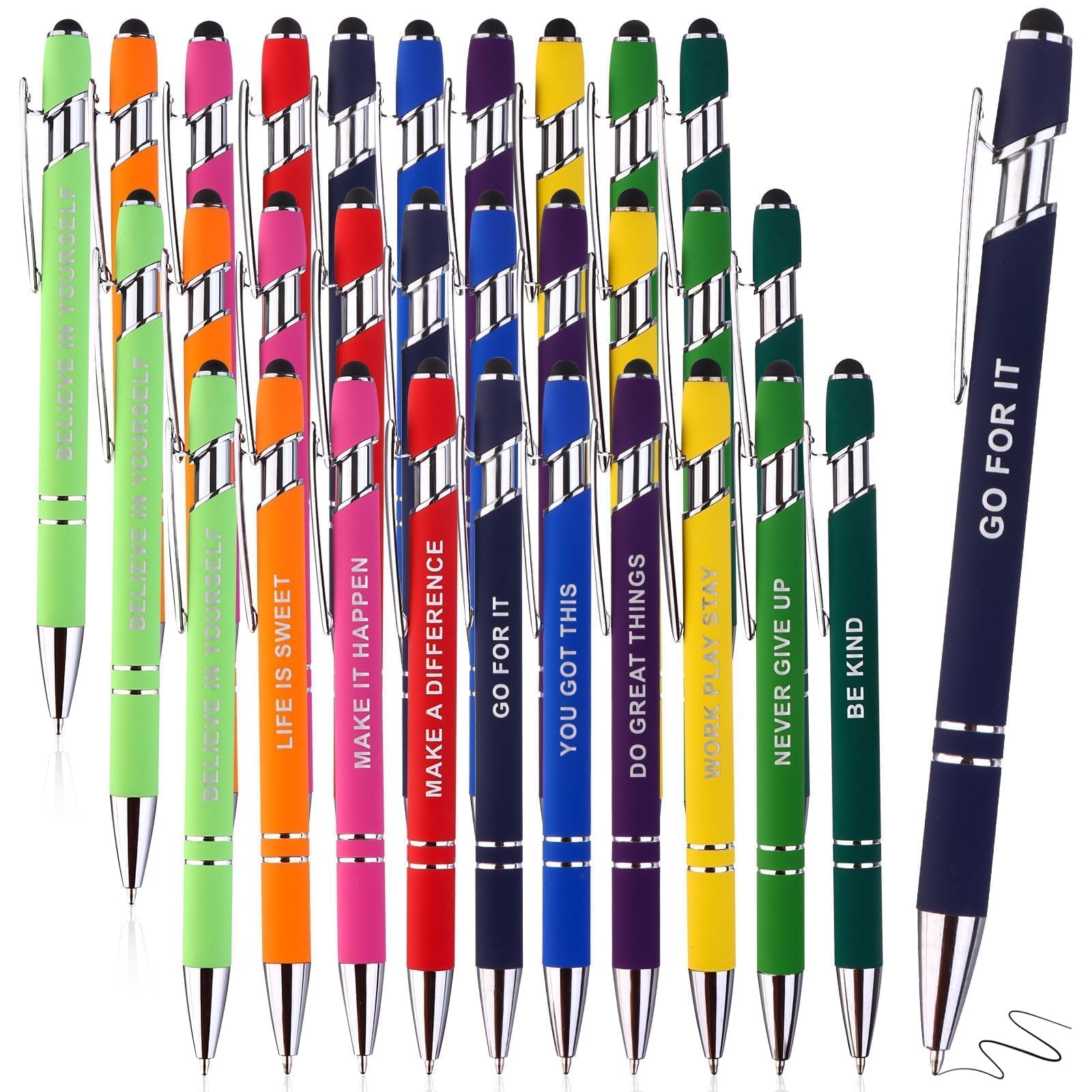 RUIYELE 30Pcs Employee Appreciation Gifts Bulk Inspirational Ballpoint Pens Bulk Metal Motivational Quotes Pen Black Ink Thank You Gift for Coworker Team Staff Teacher Student Volunteer