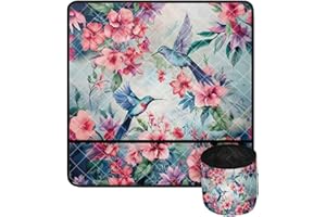 Psesaysky Bird Flower Sewing Machine Mat Reduce Vibration Non Slip Sewing Machine Mat to Reduce Noise Sewing Machine Pad for Singer and Brother Sewing Machine