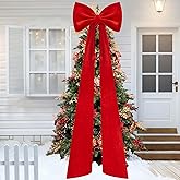 Iceyyyy 59 Inch Huge Red Bow Christmas Tree Topper,Double-Layer Large Red Velvet Decorate Bows,Extra Large Red Christmas Velvet Bow for Home Party Wedding Car Holiday Decor