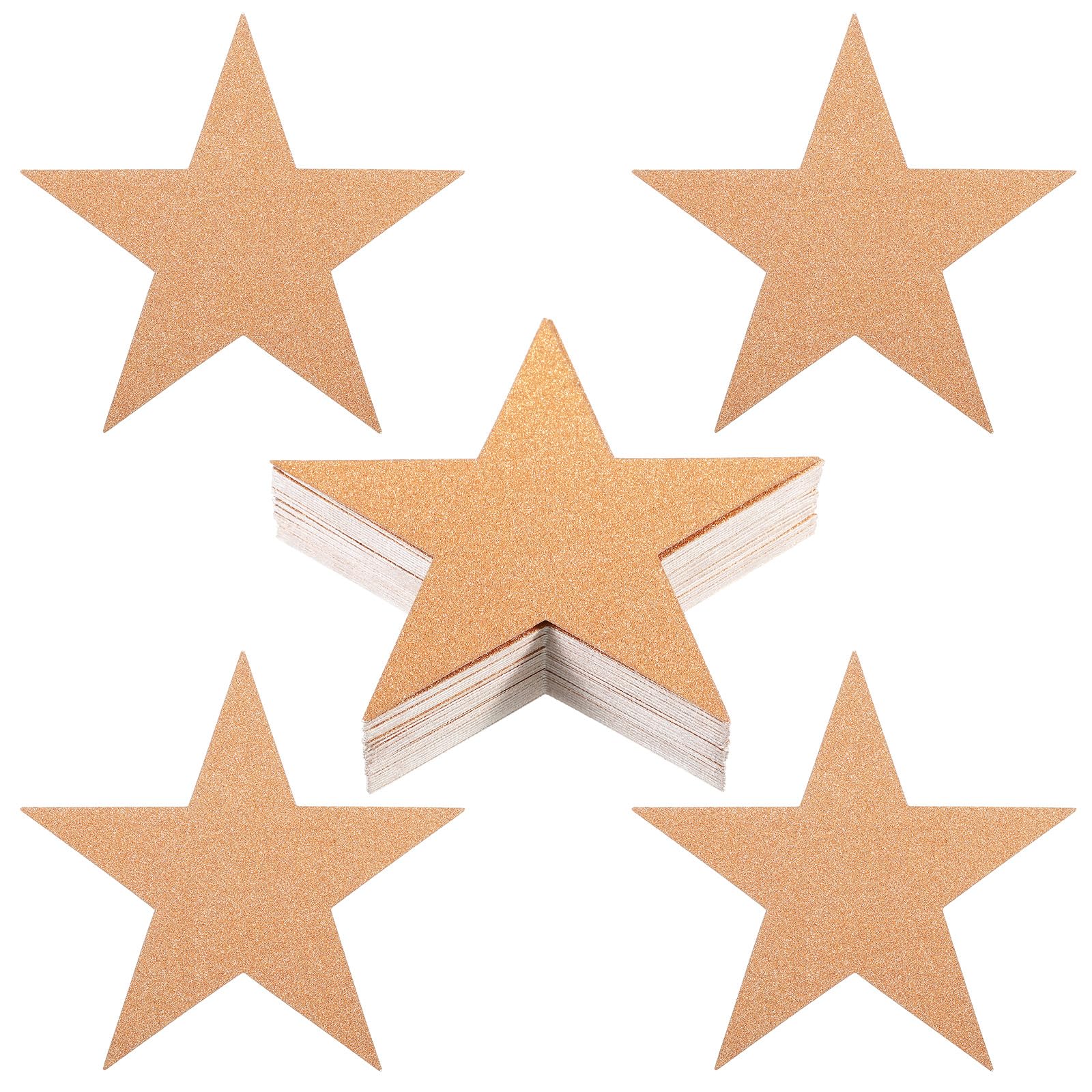 PATIKIL Star Cutouts, 60 Pack Star Cutout Paper Stars for Classroom Decoration DIY Craft Project Bulletin Board Wall Poster, Dark Golden
