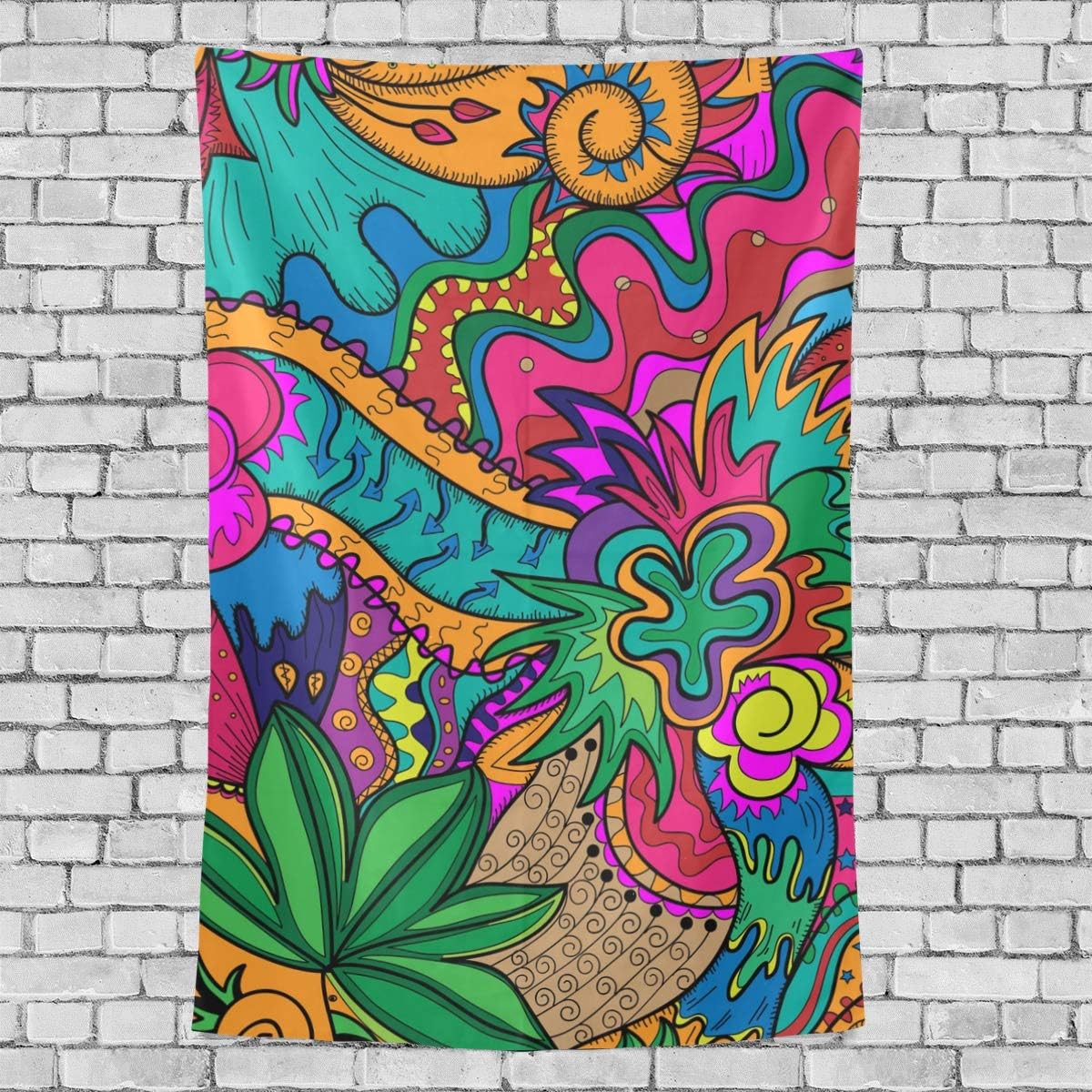 LORVIES Hippie Drawing Likes As Stoner Art Tapestry Wall Hanging 