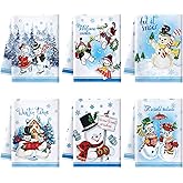 FuWeave 6 Pcs Hello Winter Kitchen Towels Snowman Dish Blue Snowflake Tea Christmas Absorbent Hand Drying Towels Let it Snow Baking Cooking Cloth for Home Bathroom Decor Gifts Kitchen