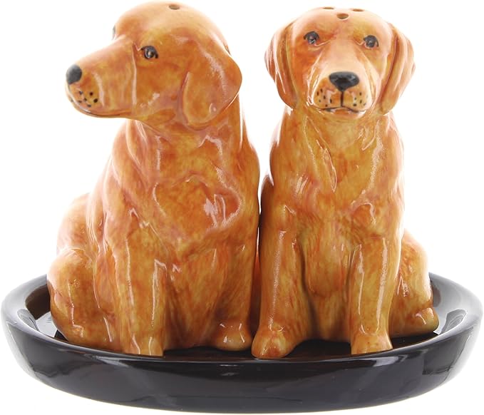Salt and Pepper Shakers Set GOLDEN RETRIEVER natural Amazon.co.uk