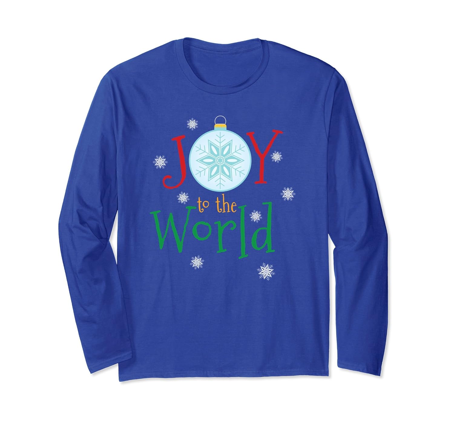 Joy to the World Snowflake Ornament Christmas Longsleeve Tee-anz