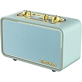 TRENBADER Retro Bluetooth Speaker - Vintage Wood FM/AM Radio, 10W Bass, 10H Battery, Interchangeable Faceplates, Portable Home Radio for Home & Gifts(Retro Green)