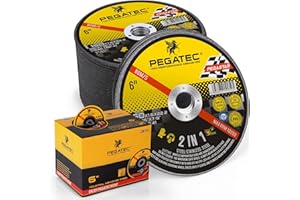 PEGATEC 6 inch Cut Off Wheels 100 Packs Ultra Thin Cutting Wheel 6" x1/16 x7/8" Angle Grinder Cutting Discs for Metal and Stainless Steel