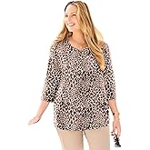 Catherines Suprema 3/4 Sleeve V-Neck Tee | Women's Plus Size