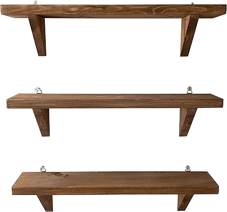 Amazon ウォールシェルフ シンプル 3個セット インテリア 壁掛け 用 幅45cm ブラウン オープンシェルフ ラック オンライン通販