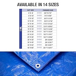 Waterproof Tarps 10x18 - Multi Purpose 5 MIL Tarp